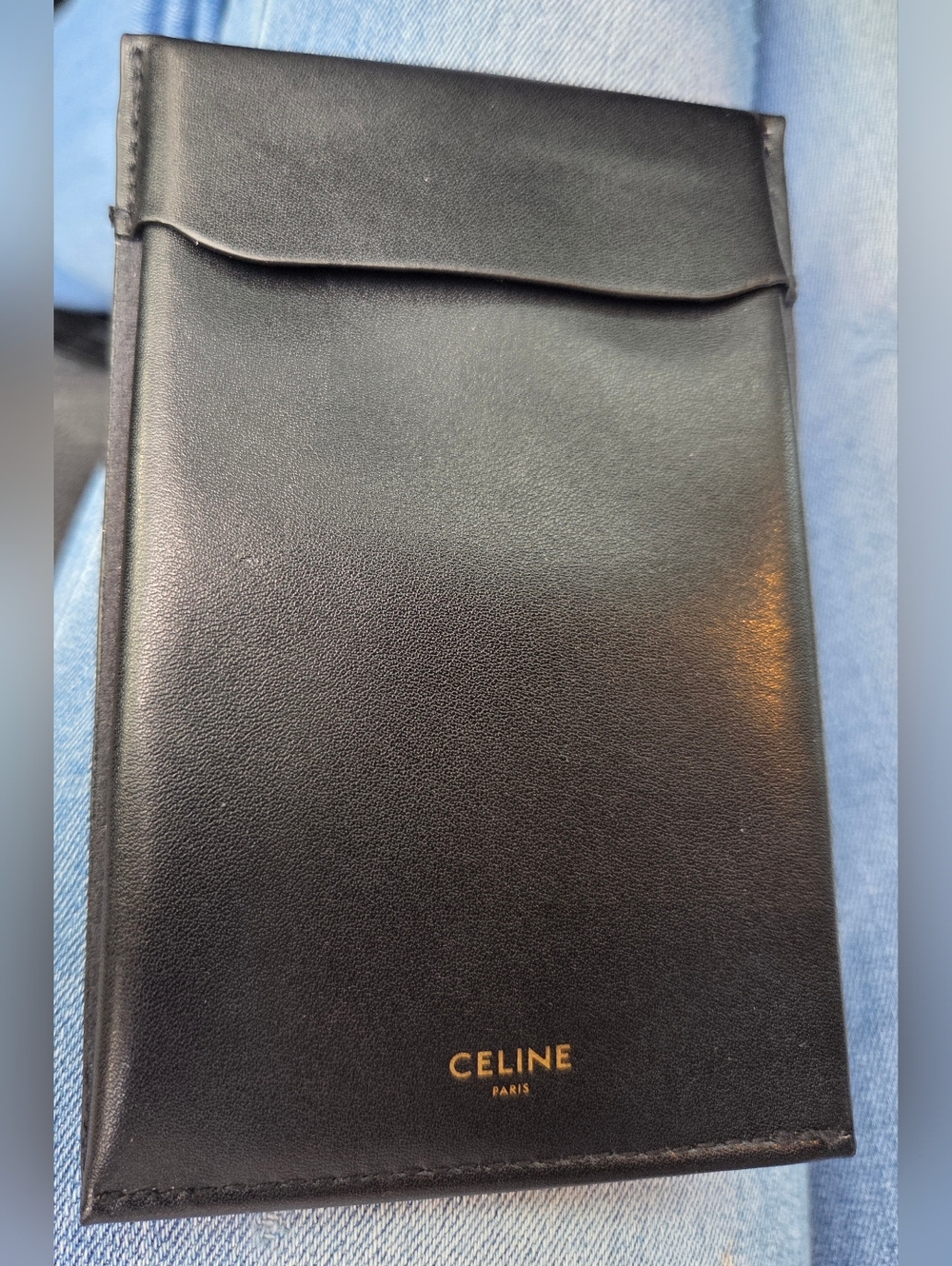 CELINE Black Leather Card Sleeve Wallet